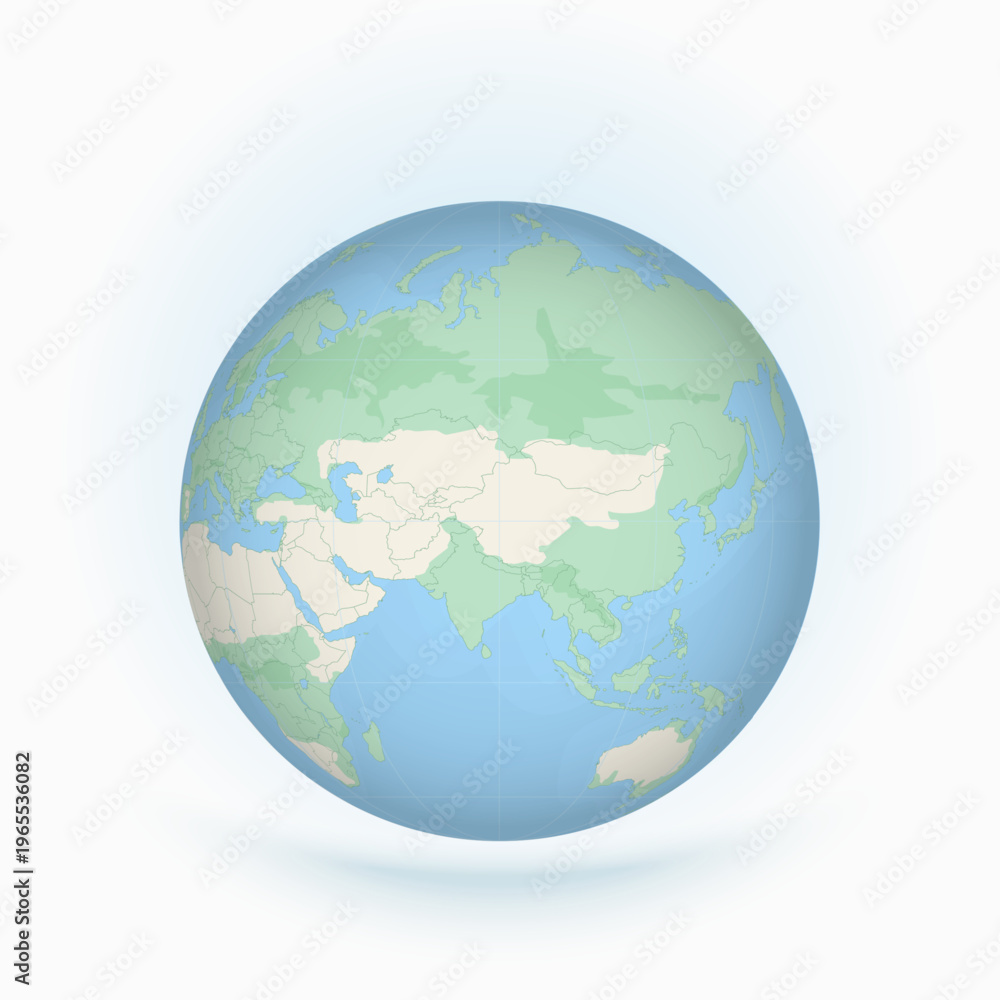 Fototapeta premium Earth globe focused on Asia.