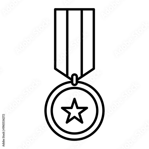 medal achievement line icon with editable stroke