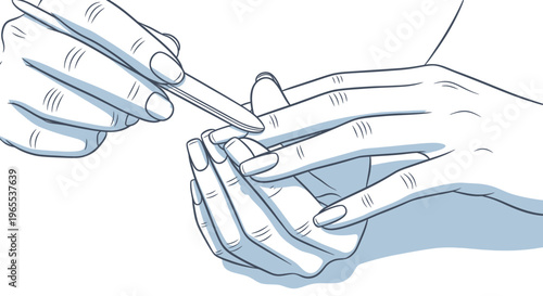 Hand care close-up: filing fingernails for a perfect manicure, clean aesthetic