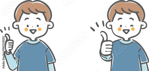 グッドサインをする男の子　上半身　ベクター