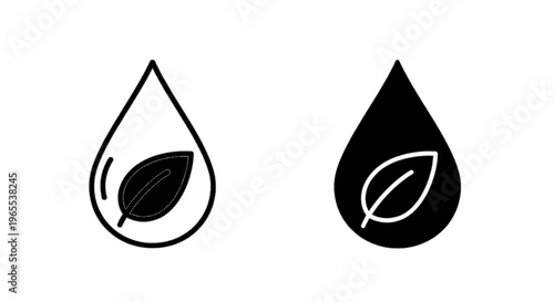Vector illustration of eco friendly water drop icon set, sustainable nature liquid symbol on a transparent background