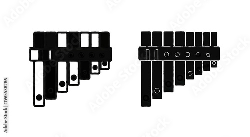 Vector illustration of two pan flutes on a transparent background