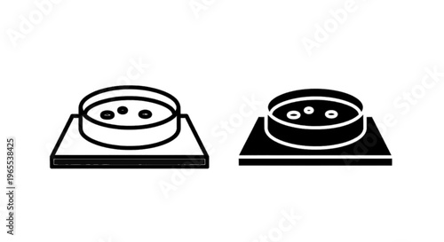 Vector illustration of petri dish with bacterial colonies icon set on a transparent background