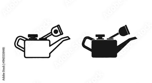 Vector illustration of oil can icon set, simple style on a transparent background