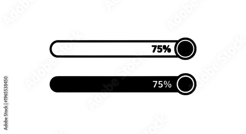 Vector illustration of loading bar progress indicator with 75 percent status on a transparent background