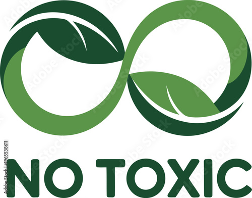 No Toxic Eco Friendly Label with Green Leaves Infinity Symbol for Organic Natural Products Packaging