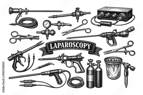 Collection of surgical instruments for minimally invasive procedures and laparoscopy
