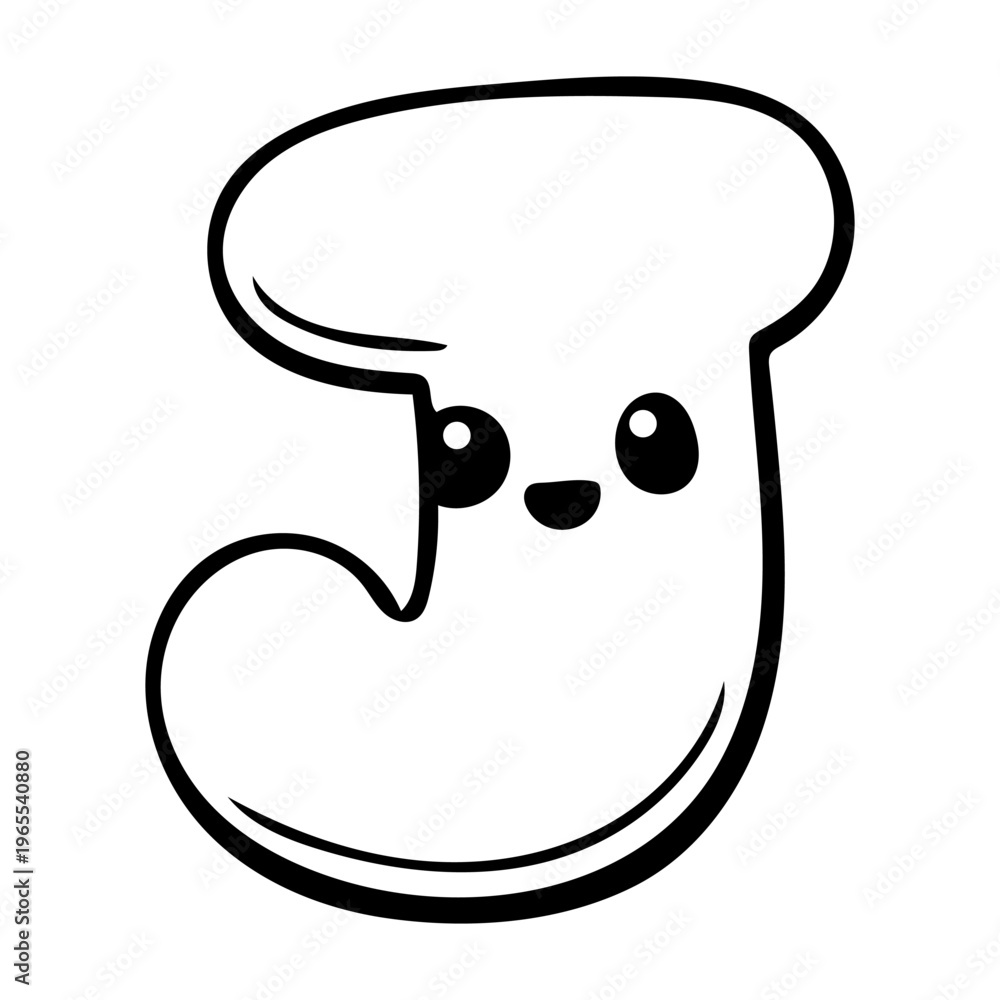 Fototapeta premium Letter J Doodle Kawai Vector Illustration