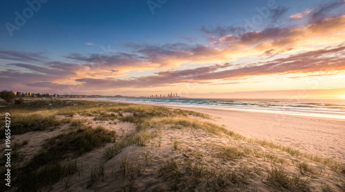 Fantastic sunset over beautiful beach