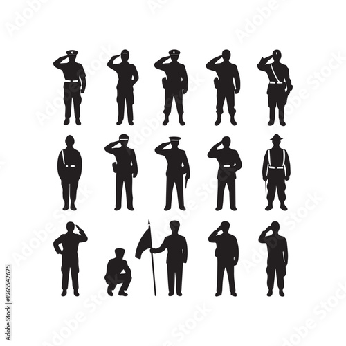 Professional Military Silhouette Collection for Memorial, Patriotic, and Commemorative Graphic Design Projects. 