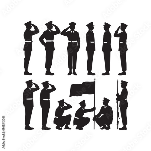 Professional Military Silhouette Collection for Memorial, Patriotic, and Commemorative Graphic Design Projects. 