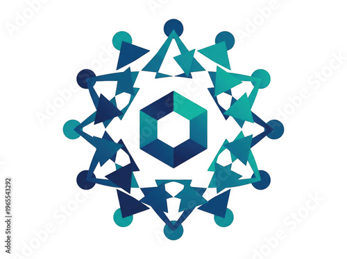 Abstract geometric pattern with blue tones