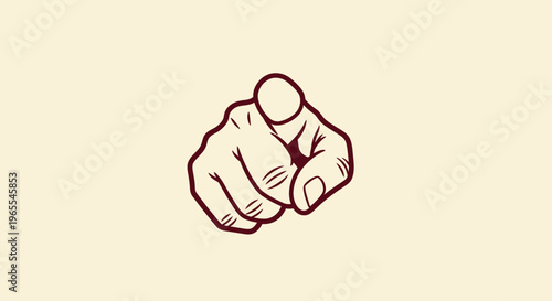 Minimalist Vector Illustration of a Hand Pointing Index Finger Directly at Viewer, Call to Action Concept