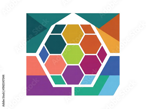 Abstract Geometric Pattern with Hexagons and Squares