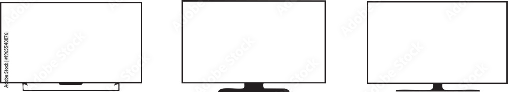 Obraz premium Collection of modern flat screen televisions digital display devices with blank screens for mockups and presentations isolated on white