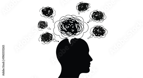 thinking person with confused mind and ideas