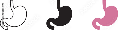 Gerd stomach icon in black silhouette and outline flat style. Human anatomy vector illustration.