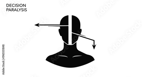 decision paralysis concept with confused person silhouette