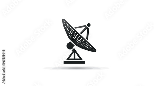 Satellite Dish Icon - Global Communication, Broadcasting, Data Transmission, Internet, Wireless Technology Symbol