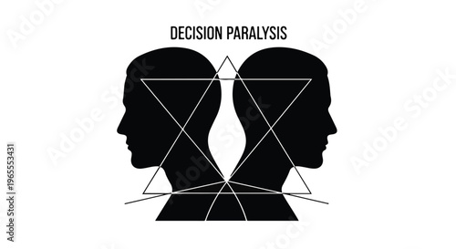decision paralysis concept with two heads