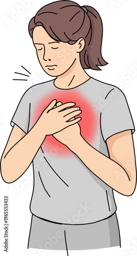 Common Pain Symptoms Illustration – Back, Stomach and Chest Pain