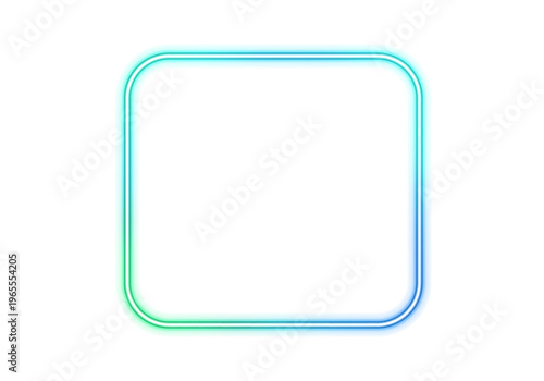 Set of glowing neon square frames shines on a dark background with vivid gradient colors. Sharp geometric edges create a clean modern structure.