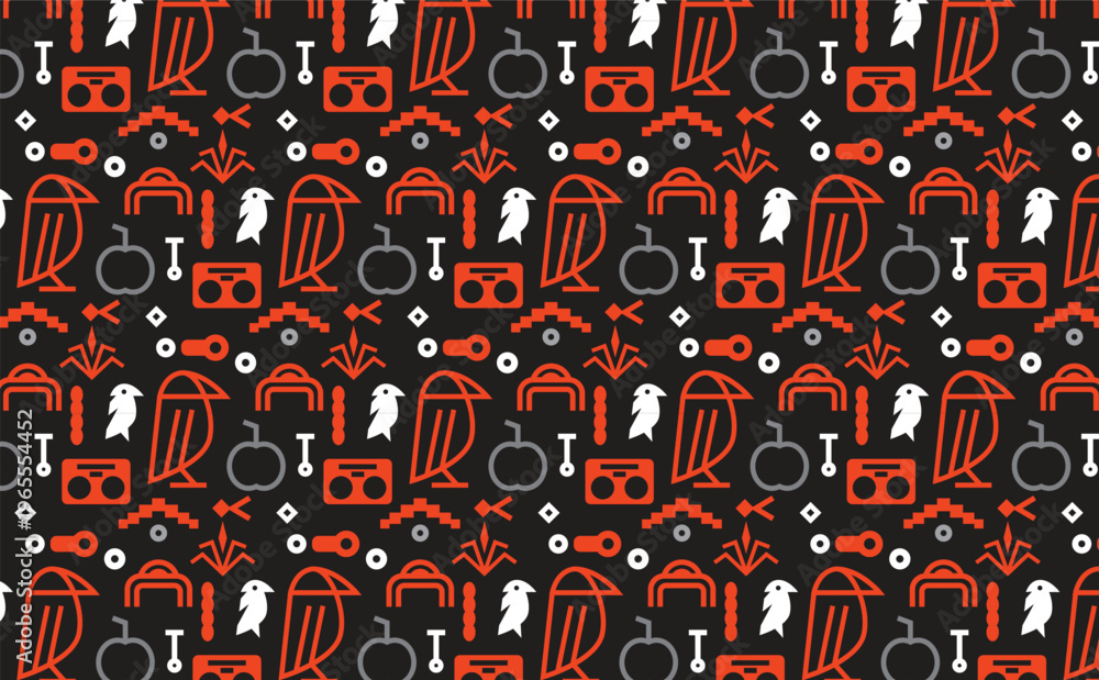 Obraz premium Halloween Spooky Icons Seamless Pattern