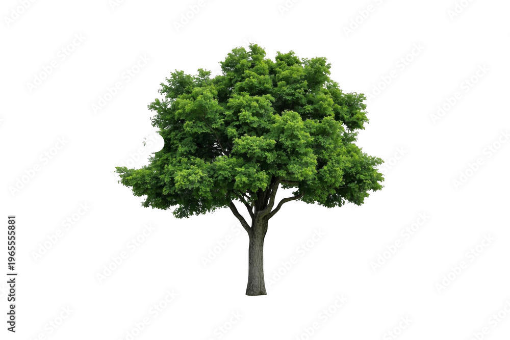 Obraz premium Green deciduous tree with lush foliage on transparent background