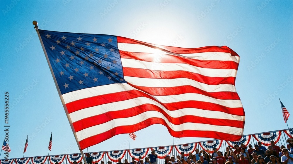 Fototapeta premium american flag waving in the wind