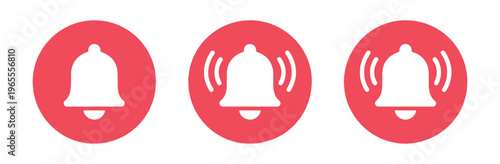 Red circular notification bell icons showing ringing and silent bell symbols.