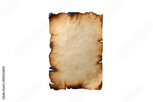 Old burned paper scroll with distressed edges