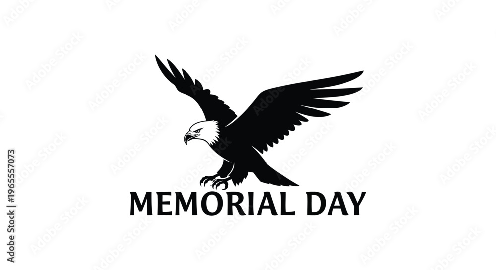 Fototapeta premium Memorial Day, American Eagle, Patriotic Vector, Black and White Illustration