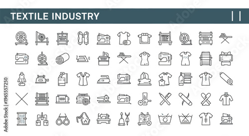 Textile industry icons depicting various manufacturing and production processes