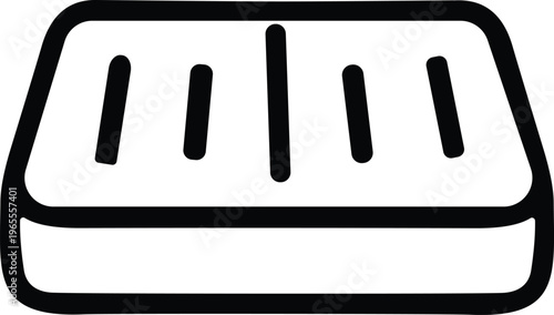 Mattress silhouette icon with rounded corners, stitched vertical lines, cushion design, furniture comfort product vector illustration