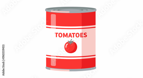 Canned Tomatoes with Label and Tomato Icon