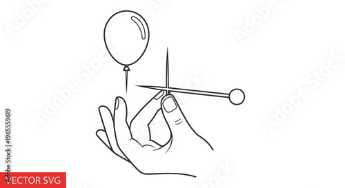 Hand holding needle to pop balloon