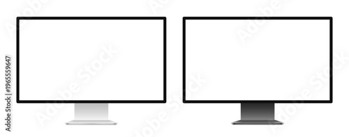 Modern Computer Monitor Mockup Front View with Blank Screen Isolated on Clean Transparent Background