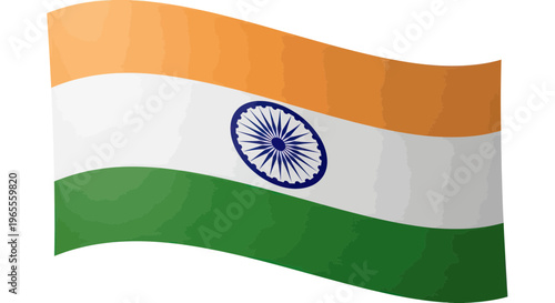 Waving Indian Flag - Tricolor with Ashoka Chakra, National Symbol