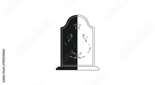 Tombstone, gravestone, black and white, vector icon, cemetery monument