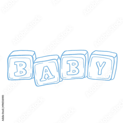 Εκτύπωση καμβά Hand drawn newborn baby building blocks spelling alphabet toy vector illustratio