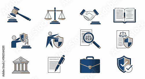 Collection of legal and business icons