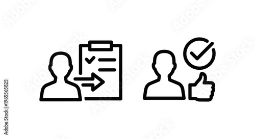 Role assignment and approval icons set. outline vector symbols for user management, task delegation, or workflow processes