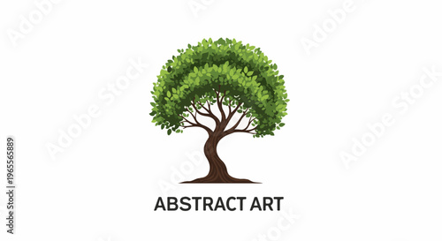 stylized illustration of a lush green tree with a brown trunk on a white background