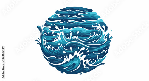 Stylized illustration of a crashing ocean wave depicted in pixel art style