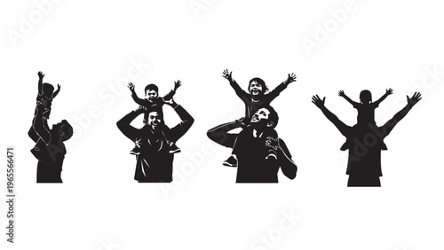 People Celebrating Success Silhouette Set – Achievement, Victory and Motivation Concept for Business and Personal Growth Design