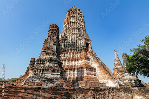 Canvastavla Chedis at the ruins of Wat Chaiwatthanaram, an ancient temple in Ayutthaya, the historical capital of Siam