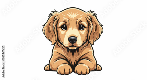 Adorable golden retriever puppy with soulful eyes, lying down