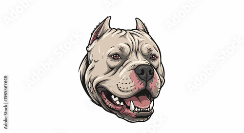 Aggressive dog head illustration with muscular features
