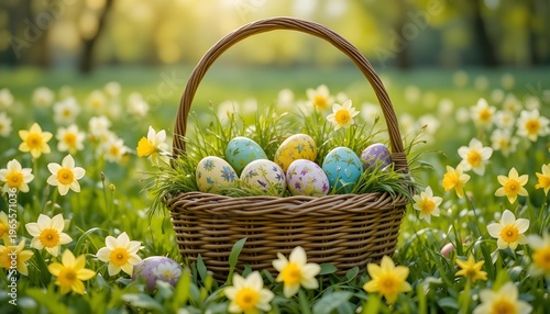 Obraz w ramie easter eggs in a basket