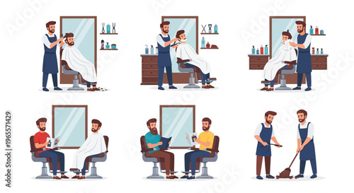 Barbershop Scene: Haircut, Shave, Consultation & Cleaning